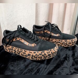 Vans Leopard Print Platform Skate Sneakers